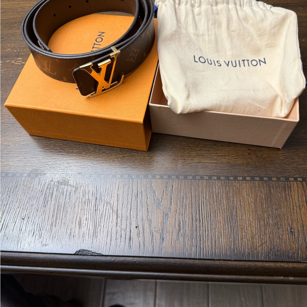Louis Vuitton Brown and Gold Belt